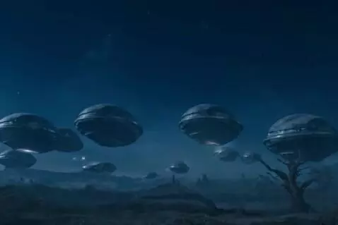 AI Video from prompt: Aliens scatter millions of large pods from orbit