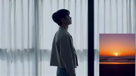 AI Video from prompt: Middle plan: the hero (silhouette of a young man
