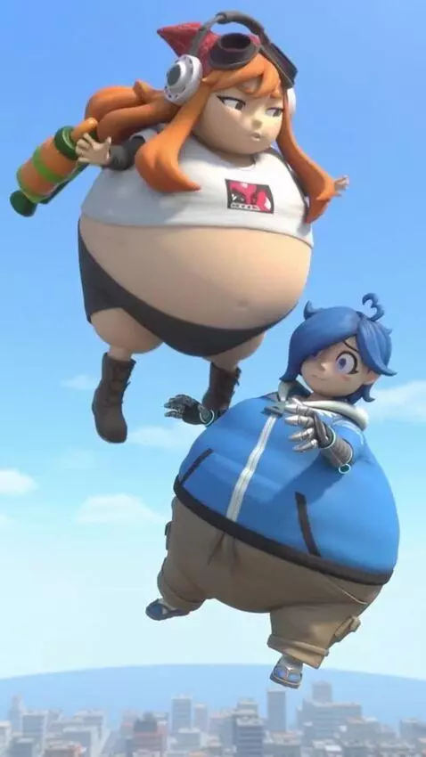 AI Video from prompt: Meggy and Tari from the series SMG4 are blown up