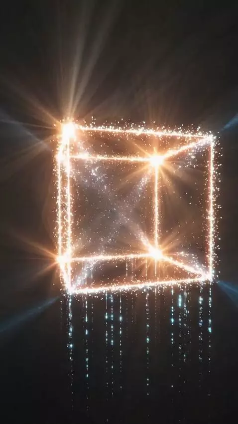 AI Video from prompt: Wide cinematic shot of the complete luminous squ