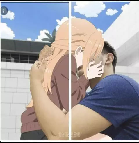 AI Video from prompt: Make the anime girl and the boy french kiss deep