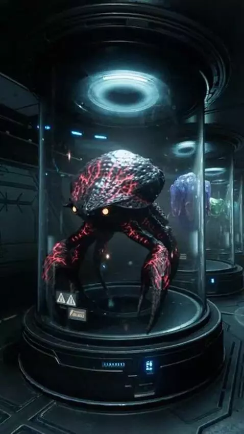 AI Video from prompt: A starship holding very dangerous species encase