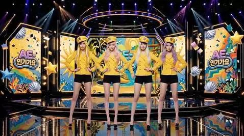 AI Video from prompt: Four girls kpop she dancing, background : camera
