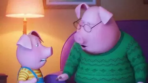 AI Video from prompt: Jennifer pig sing style dad can I watch no Jenni