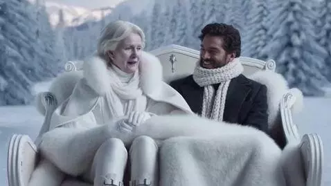 AI Video from prompt: An elderly seventy-year-old snow queen with a si