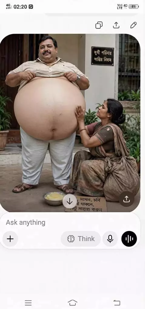AI Video from prompt: Create a video where this super fat man is swell