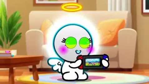 AI Video from prompt: Medium Angel Plays Nintendo,Medium Angel's Dad S