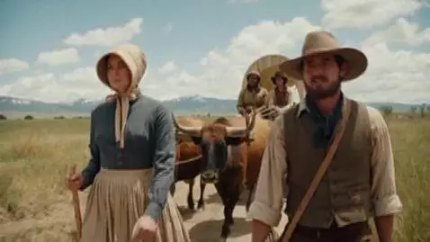 AI Video from prompt: a video of 4 people on the Oregon trail