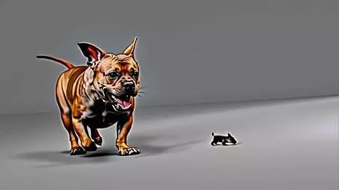 AI Video from prompt: Create a video of a terrified Pitbull dog runnin