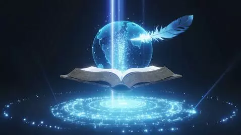 AI Video from prompt: A futuristic blue holographic scene on a pure bl