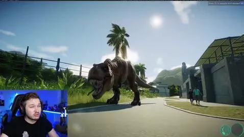AI Video from prompt: A Russian YouTuber is playing a dinosaur game an