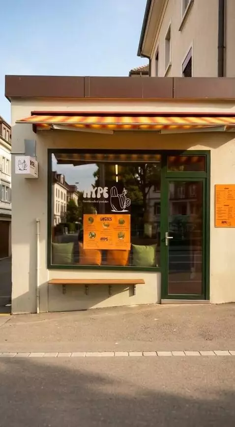 AI Video from prompt: A modern coffee shop rapidly assembles from the 