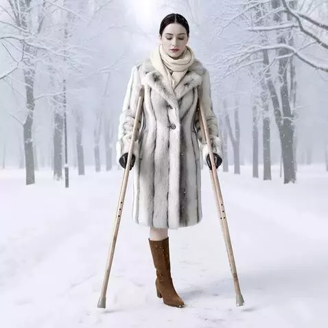 AI Video from prompt: A very beautiful one-legged woman moves on her s
