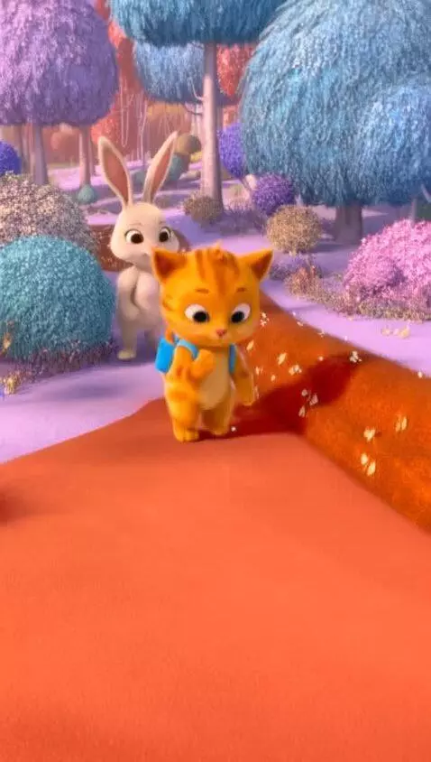 AI Video from prompt: A cute orange kitten wearing a tiny blue backpac
