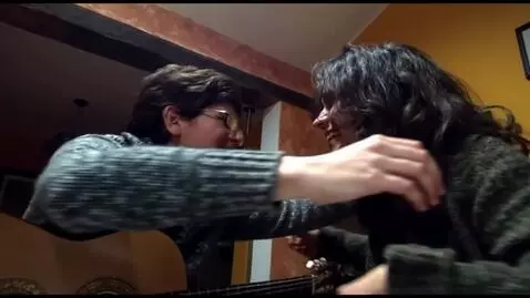 AI Video from prompt: A swinger husband hugs the woman from behind
