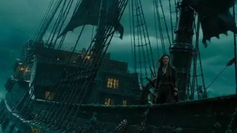 AI Video from prompt: An ancient ship, overgrown with sea creatures, i