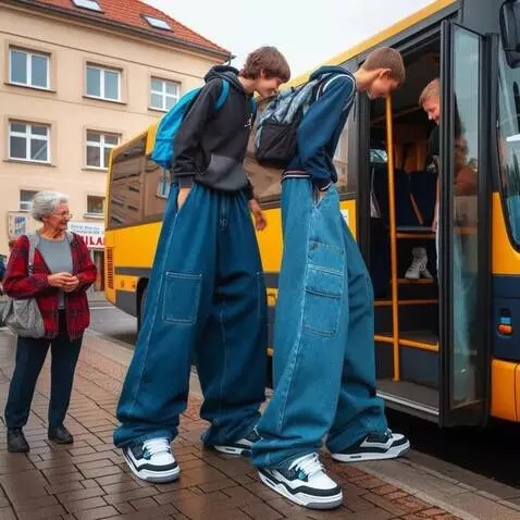 AI Video from prompt: The tallest boys slowly board the bus, but since