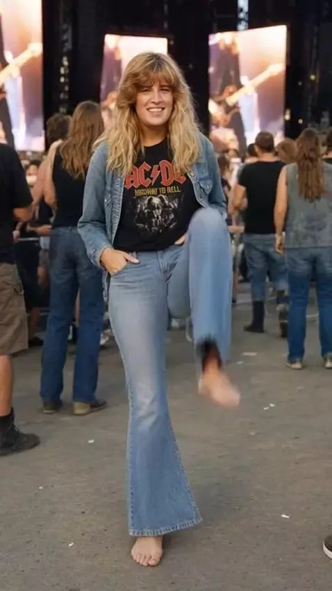 AI Video from prompt: smiling blond woman, barefoot with slightly dirt