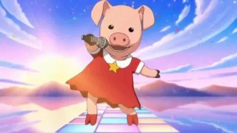 AI Video from prompt: Pig with red dress:The sing film World Adventure