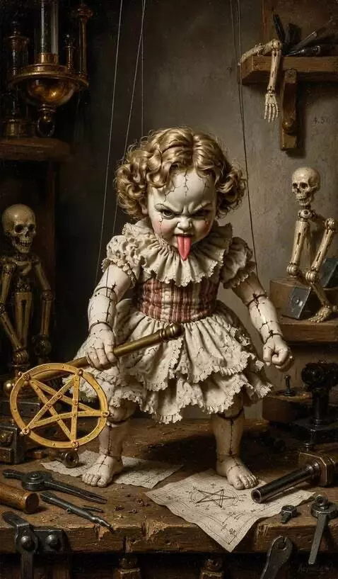AI Video from prompt: An angry little kid swings his wand at the viewe