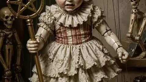 AI Video from prompt: An angry little kid swings his wand at the viewe