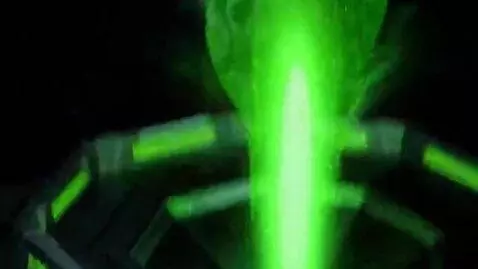 AI Video from prompt: Flubber forms in a green and black machine. It k