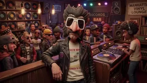 AI Video from prompt: enjoying  the ny vinyl club, but skeptical
