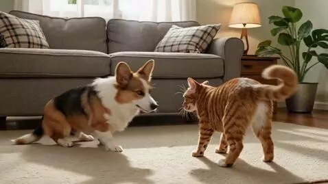 AI Video from prompt: Cat and dog in home