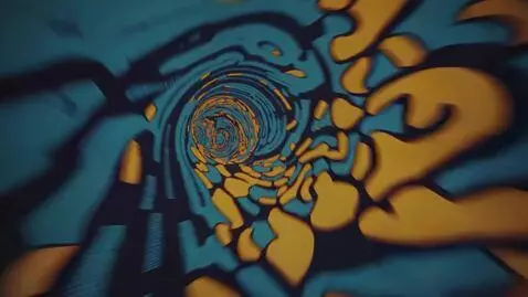 AI Video from prompt: Deep blue and some yellow colors in a 3D pattern