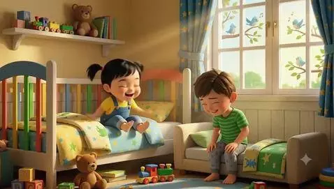 AI Video from prompt: A cute 2-year-old baby girl with black pigtails 