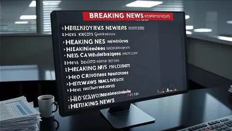 AI Video from prompt: computer monitor , news feeds flashing on the sc