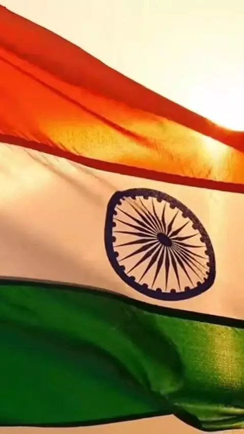 AI Video from prompt: Close-up cinematic shot of the Indian national f