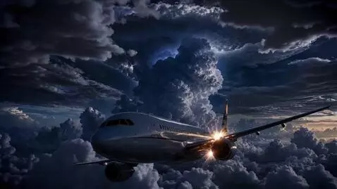 AI Video from prompt: Reference for overall look. Commercial jet tryin