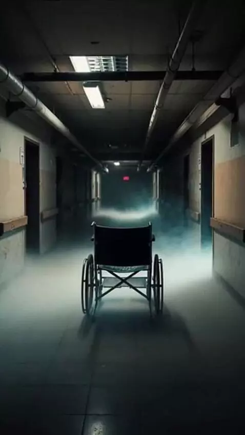 AI Video from prompt: A dark abandoned hospital corridor at midnight, 