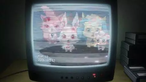AI Video from prompt: A crt video records a crt tv watching a jewelpet