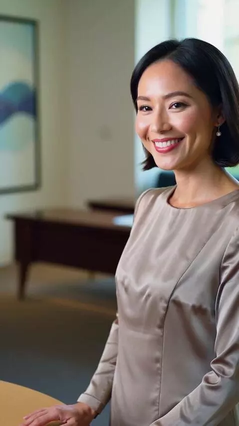AI Video from prompt: A professional, warm female presenter looking di