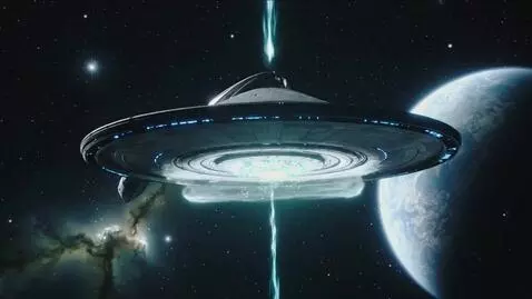 AI Video from prompt: Alien ship uses gravity bomb on the USS Enterpri