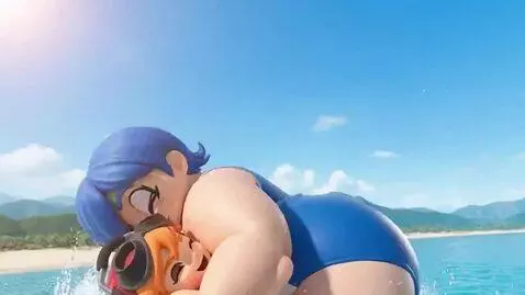 AI Video from prompt: Two gigantic anime-styled giantesses in a tropic