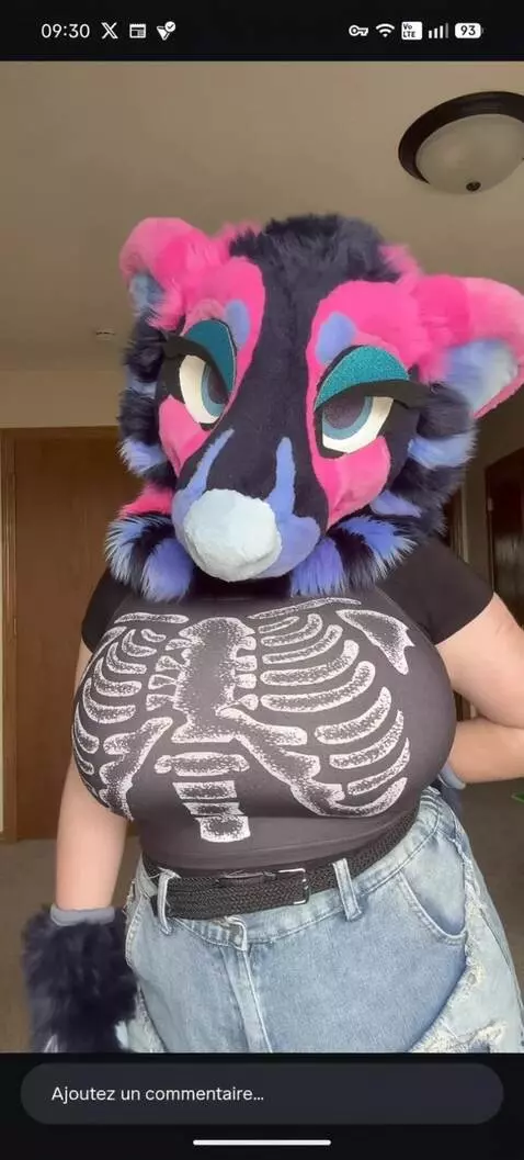 AI Video from prompt: Furry girl's cleavage growing massive