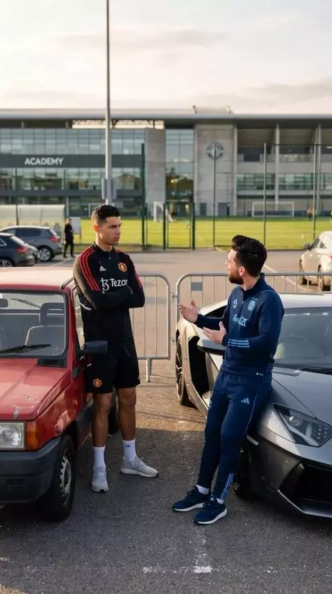 AI Video from prompt: Use the exact same Cristiano Ronaldo and Lionel 