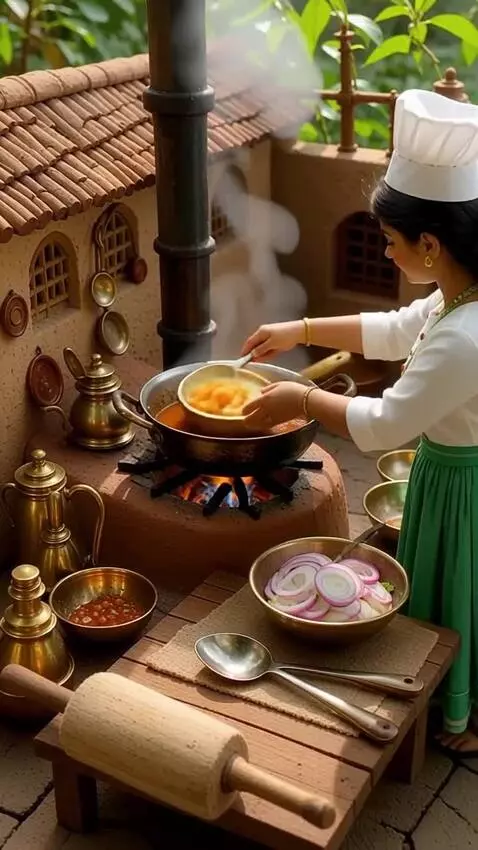 AI Video from prompt: 😊 Miniature kitchen me chhole bhature 🥘 Miniatur