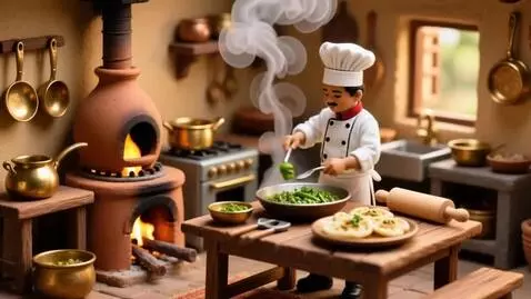 AI Video from prompt: 16:9 aspect ratio:  🥘 Miniature Kitchen – Chhole