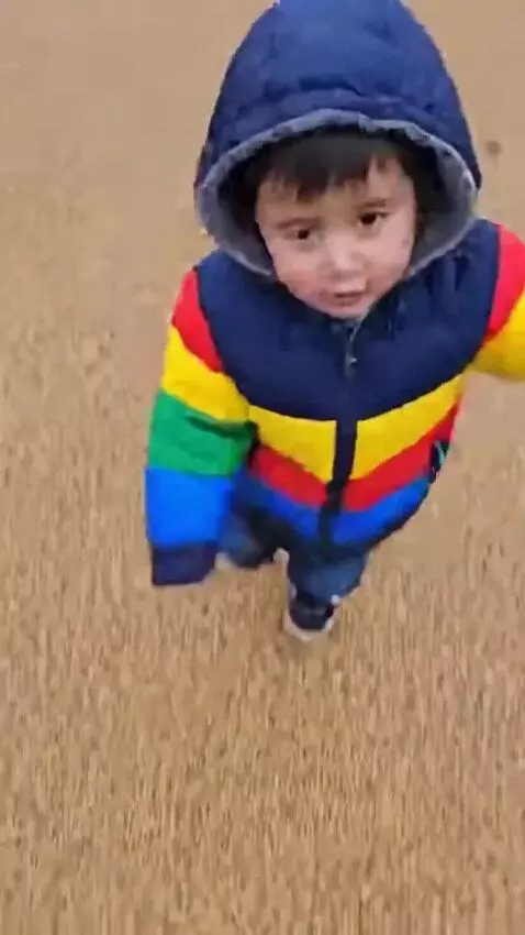 AI Video from prompt: A home video style footage of a clumsy 5-year-ol