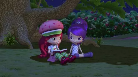 AI Video from prompt: Strawberry Shortcake with a book and Cherry Jam 