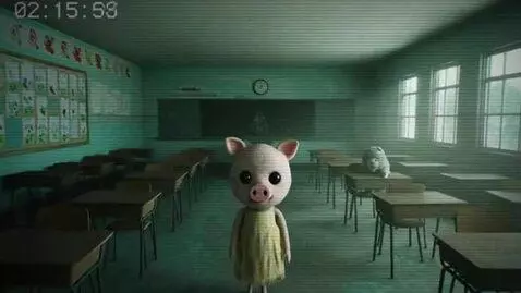 AI Video from prompt: A dark, gritty horror reimagining of Peppa Pig, 