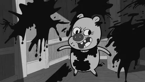 AI Video from prompt: Peppa Pig Tales Lost Episode Black Ink Screaming