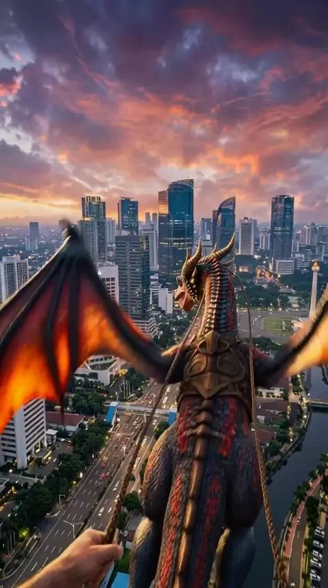 AI Video from prompt: Make it look like it's flying around the city of