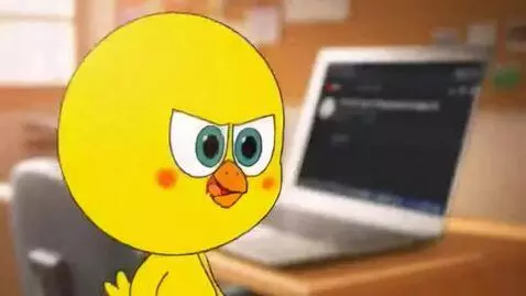 AI Video from prompt: (chicky sit on chair going youtube and upload Un