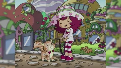 AI Video from prompt: Strawberry Shortcake takes Custard to do some mo