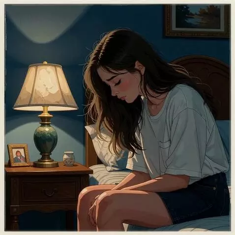 AI Video from prompt: “2D cinematic illustration of a young woman sitt
